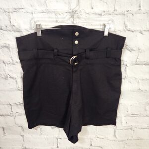 Oak NY belted high waisted denim Shorts Sz M black pockets A1C